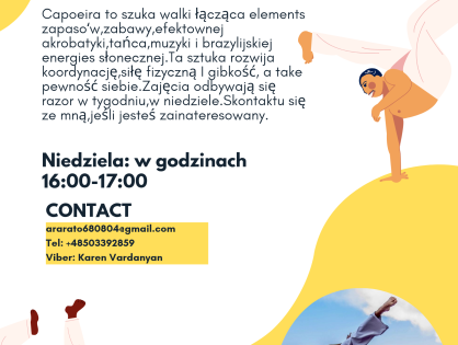 Capoeira dla młodzieży 12+ na Wilanowie